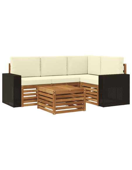 Set di divani da esterno 5 pcs Naturale e Crema 59 x 59 x 37 cm