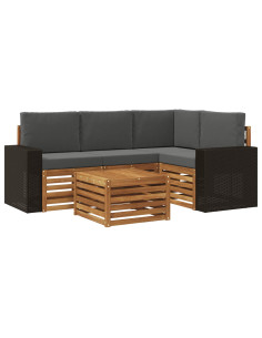 Set di divani da esterno 5 pcs Naturale e Antracite 2