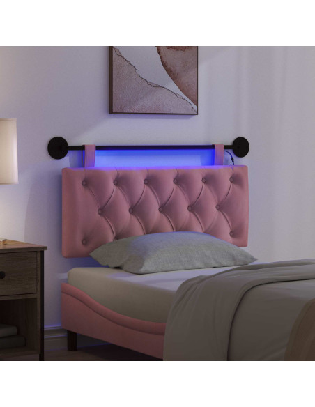 Testiera sospesa Con luce LED Rosa Velluto