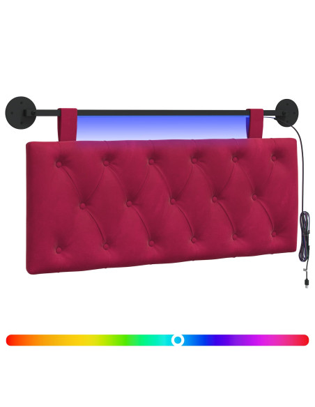 Testiera sospesa Con luce LED Rosso Vino Velluto