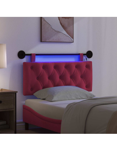 Testiera sospesa Con luce LED Rosso Vino Velluto