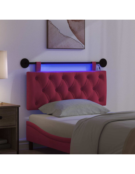 Testiera sospesa Con luce LED Rosso Vino Velluto