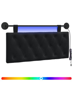 Testiera sospesa Con luce LED Nero Velluto 2