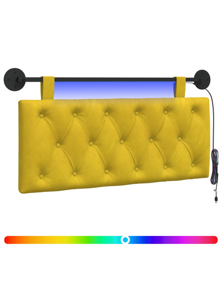 Testiera sospesa Con luce LED Giallo Velluto