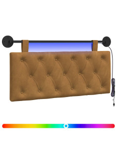 Testiera sospesa Con luce LED Marrone Velluto 2