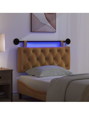 Testiera sospesa Con luce LED Marrone Velluto