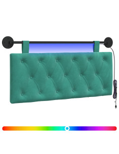 Testiera sospesa Con luce LED Turchese Velluto 2