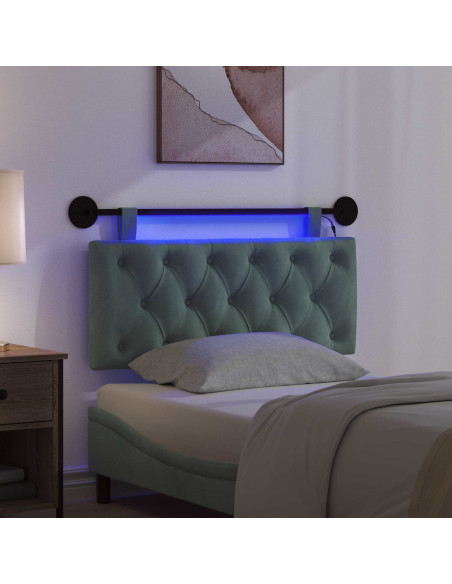 Testiera sospesa Con luce LED Verde Mare Velluto