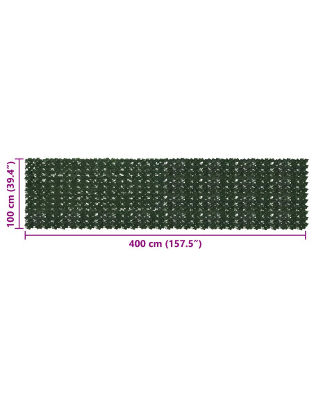 Schermo per balcone con foglie Verde Scuro 400 x 100 cm