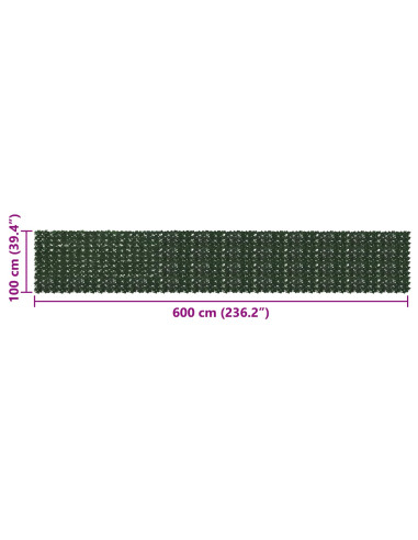 Schermo per balcone con foglie Verde Scuro 600 x 100 cm