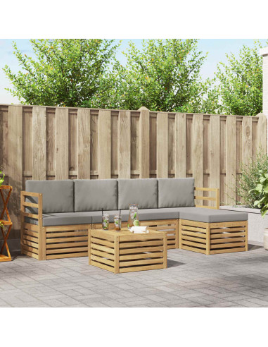 Set di divani da esterno 6 pcs Bianco e Grigio Chiaro