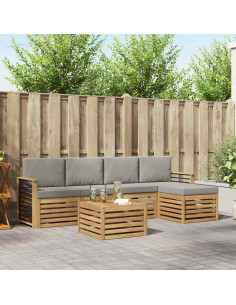 Set di divani da esterno 6 pcs Bianco e Grigio Chiaro