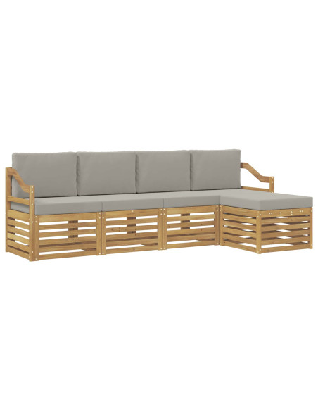 Set di divani da esterno 5 pcs Bianco e Grigio Chiaro