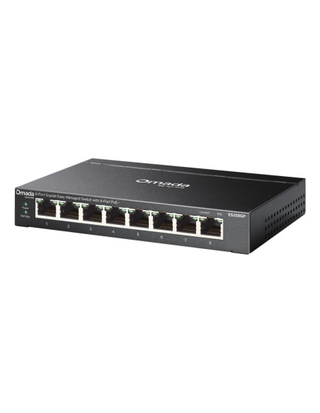 TP-Link Omada ES208GP switch di rete Gestito L2 Gigabit Ethernet (10/100/1000) Supporto Power over Ethernet (PoE) DIN rail Nero