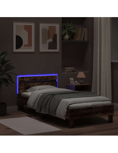 Letto con LED Rovere Fumo 80 x 200 cm Legno ingegnerizzato