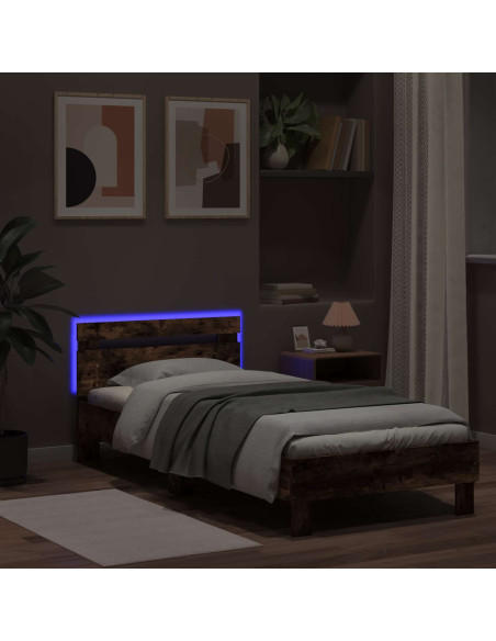 Letto con LED Rovere Fumo 80 x 200 cm Legno ingegnerizzato