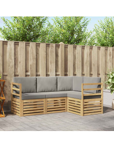 Set divani 4 pcs Bianco e Grigio Chiaro 185,5 x 126,5 x 73 cm