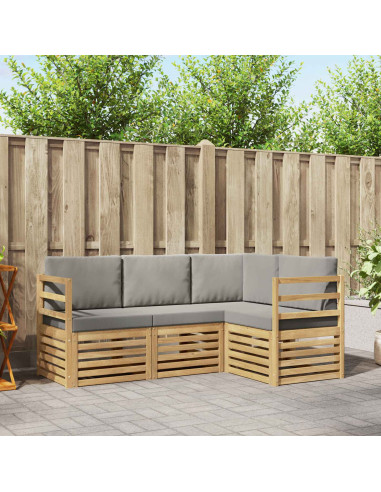 Set divani 4 pcs Bianco e Grigio Chiaro 185,5 x 126,5 x 73 cm