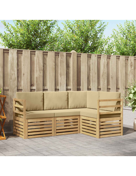 Set divani 4 pcs Bianco e Beige 185,5 x 126,5 x 73 cm