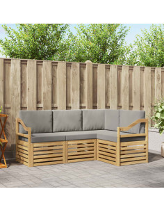 Set divani 4 pcs Bianco e Grigio Chiaro 185,5 x 126,5 x 73 cm