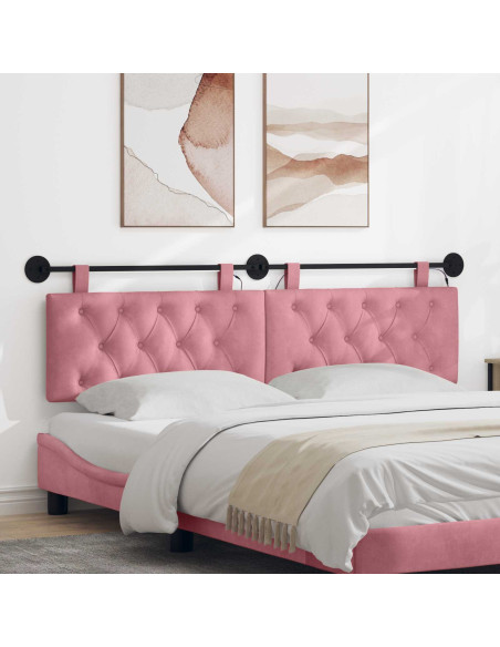 Testiera sospesa Con luce LED Rosa Velluto
