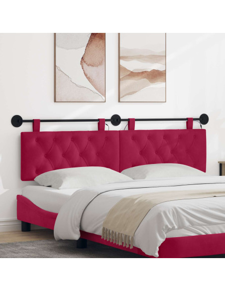 Testiera sospesa Con luce LED Rosso Vino Velluto