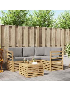 Set di divani da esterno 5 pcs Bianco e Grigio Chiaro