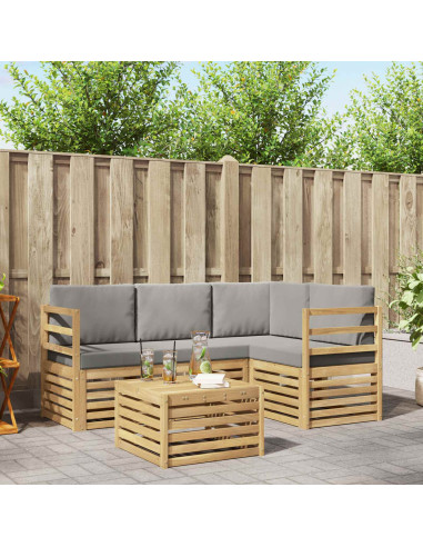 Set di divani da esterno 5 pcs Bianco e Grigio Chiaro