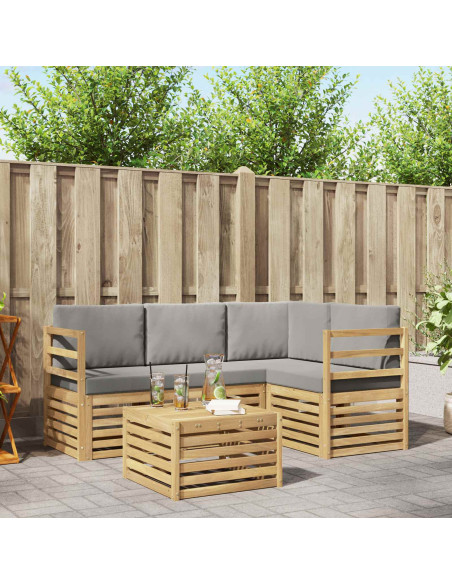Set di divani da esterno 5 pcs Bianco e Grigio Chiaro