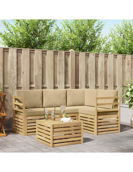Set di divani da esterno 5 pcs Bianco e Beige 59 x 59 x 37 cm