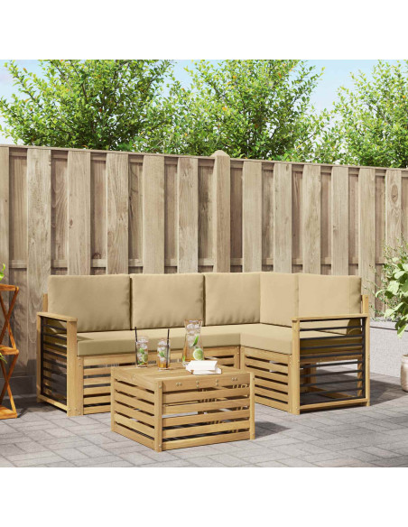 Set di divani da esterno 5 pcs Bianco e Beige 59 x 59 x 37 cm