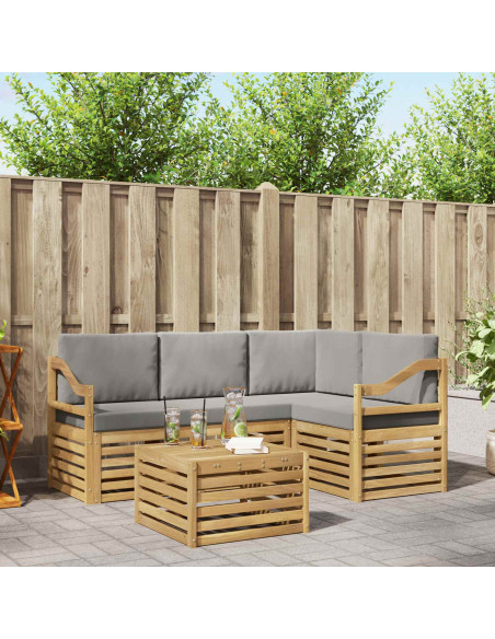 Set di divani da esterno 5 pcs Bianco e Grigio Chiaro