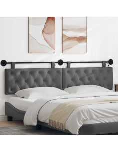 Testiera sospesa Con luce LED Grigio Scuro Tessuto