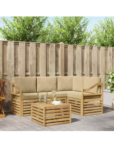 Set di divani da esterno 5 pcs Bianco e Beige 59 x 59 x 37 cm
