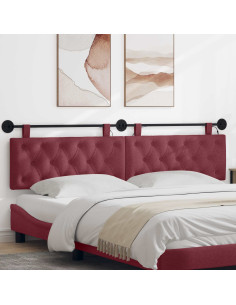Testiera sospesa Con luce LED Rosso Vino Tessuto