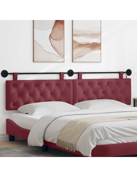 Testiera sospesa Con luce LED Rosso Vino Tessuto