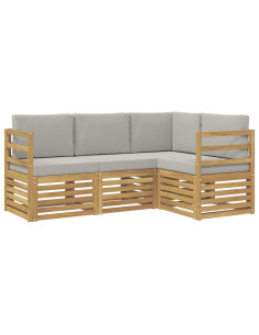 Set divani 4 pcs Bianco e Grigio Chiaro 185,5 x 126,5 x 73 cm 2