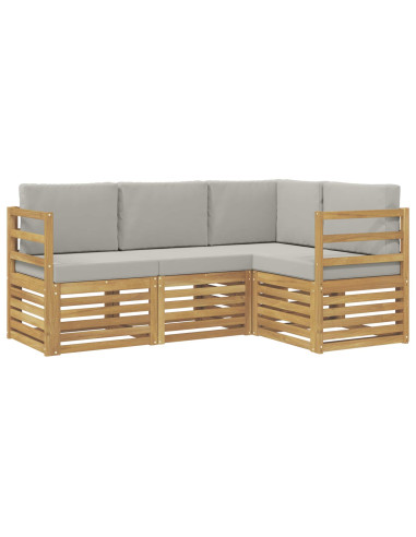 Set divani 4 pcs Bianco e Grigio Chiaro 185,5 x 126,5 x 73 cm