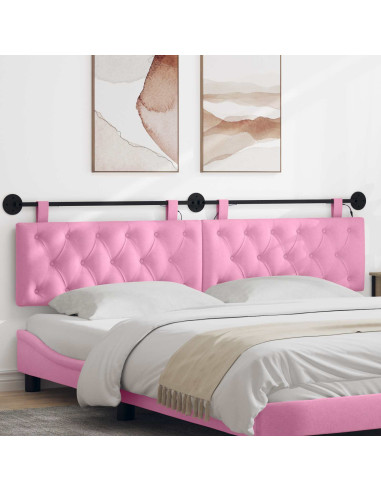 Testiera sospesa Con luce LED Rosa Tessuto