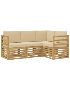 Set divani 4 pcs Bianco e Beige 185,5 x 126,5 x 73 cm 2