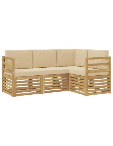 Set divani 4 pcs Bianco e Beige 185,5 x 126,5 x 73 cm