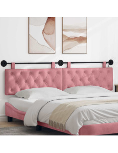 Testiera sospesa Con luce LED Rosa Velluto