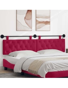 Testiera sospesa Con luce LED Rosso Vino Velluto