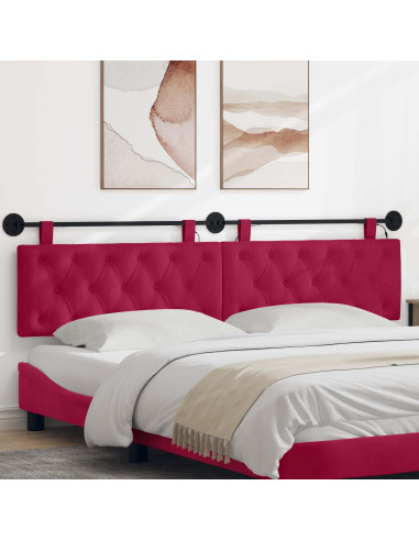 Testiera sospesa Con luce LED Rosso Vino Velluto