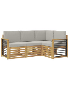 Set divani 4 pcs Bianco e Grigio Chiaro 187,5 x 128,5 x 73 cm 2