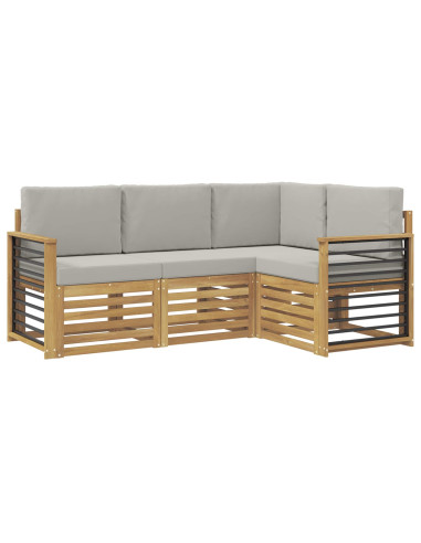 Set divani 4 pcs Bianco e Grigio Chiaro 187,5 x 128,5 x 73 cm