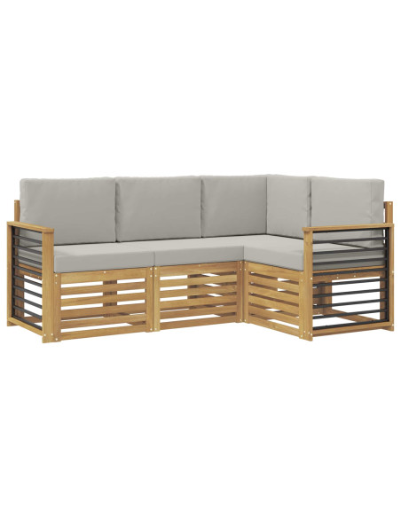 Set divani 4 pcs Bianco e Grigio Chiaro 187,5 x 128,5 x 73 cm