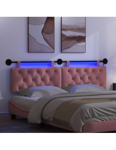 Testiera sospesa Con luce LED Rosa Velluto