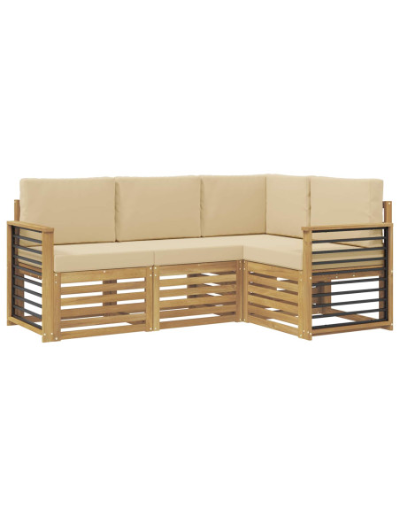 Set divani 4 pcs Bianco e Beige 187,5 x 128,5 x 73 cm