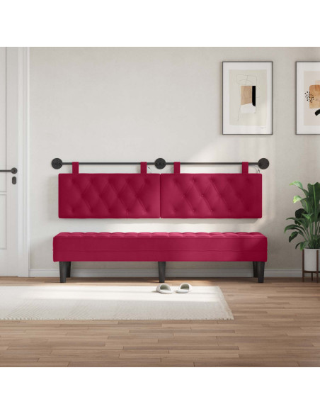 Testiera sospesa Con luce LED Rosso Vino Velluto